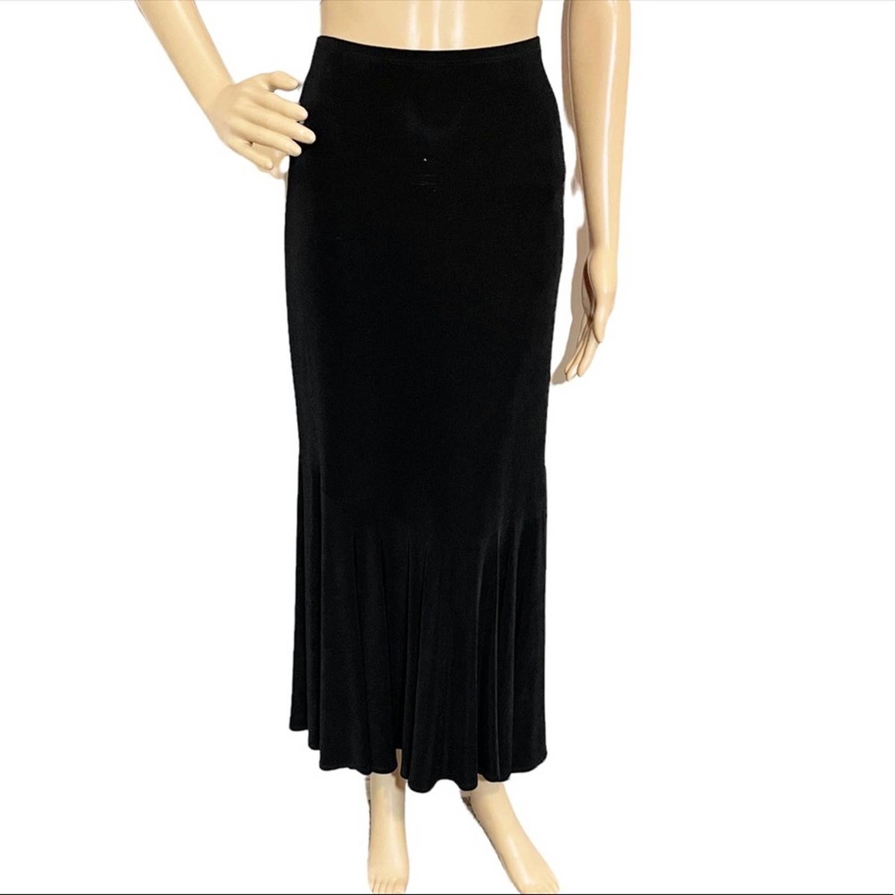 Vintage Black Mermaid Maxi Skirt Sz M Stretch Retro Casual Festival Bohemian